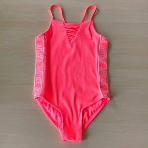 Justice Girls Orange Swimsuit Size 10 EUC